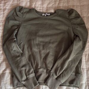 Rebecca Minkoff Green Crewneck Puff Sleeve Sweatshirt